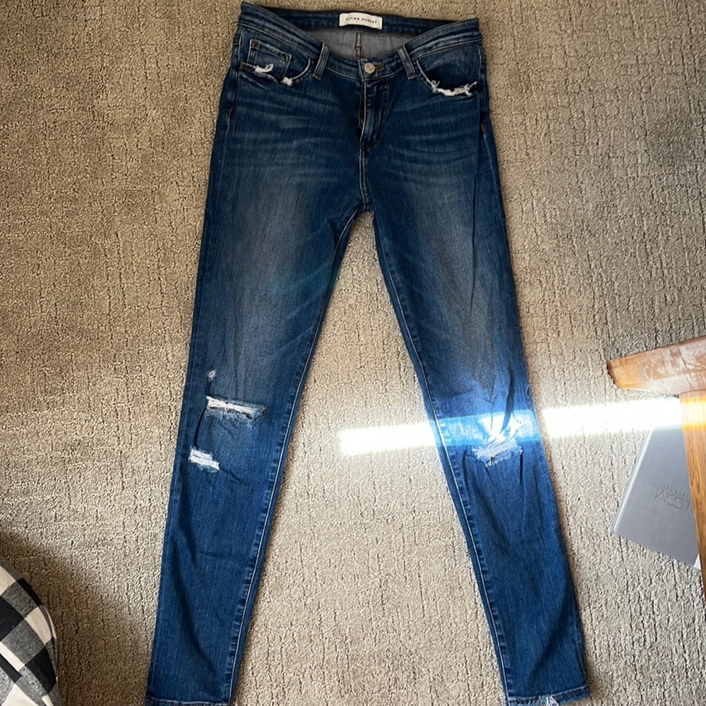 Flying Monkey distressed mid-rise jeans